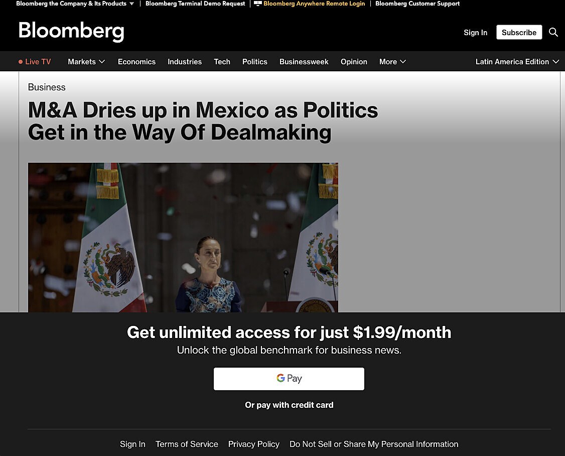 M&A Dries up in M�xico as Politics Get in the Way of Dealmaking